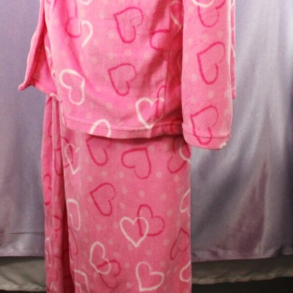 Hotel Spa Collection Pink Heart Microfleece Pajama Set Women’s Size Large - Picture 2 of 6